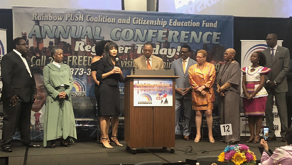 LEB speaking at Rainbow PUSH